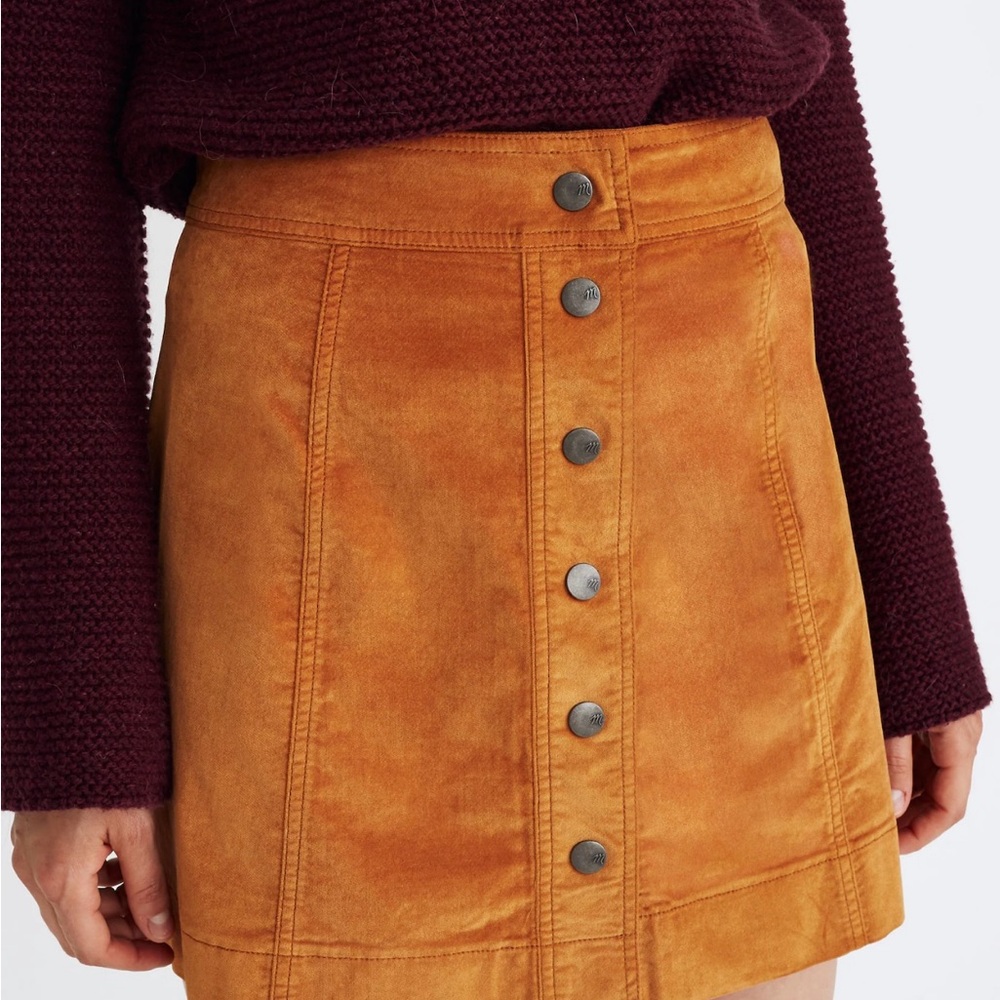 Madewell Velveteen A-Line Mini Skirt: Button-Front Edition